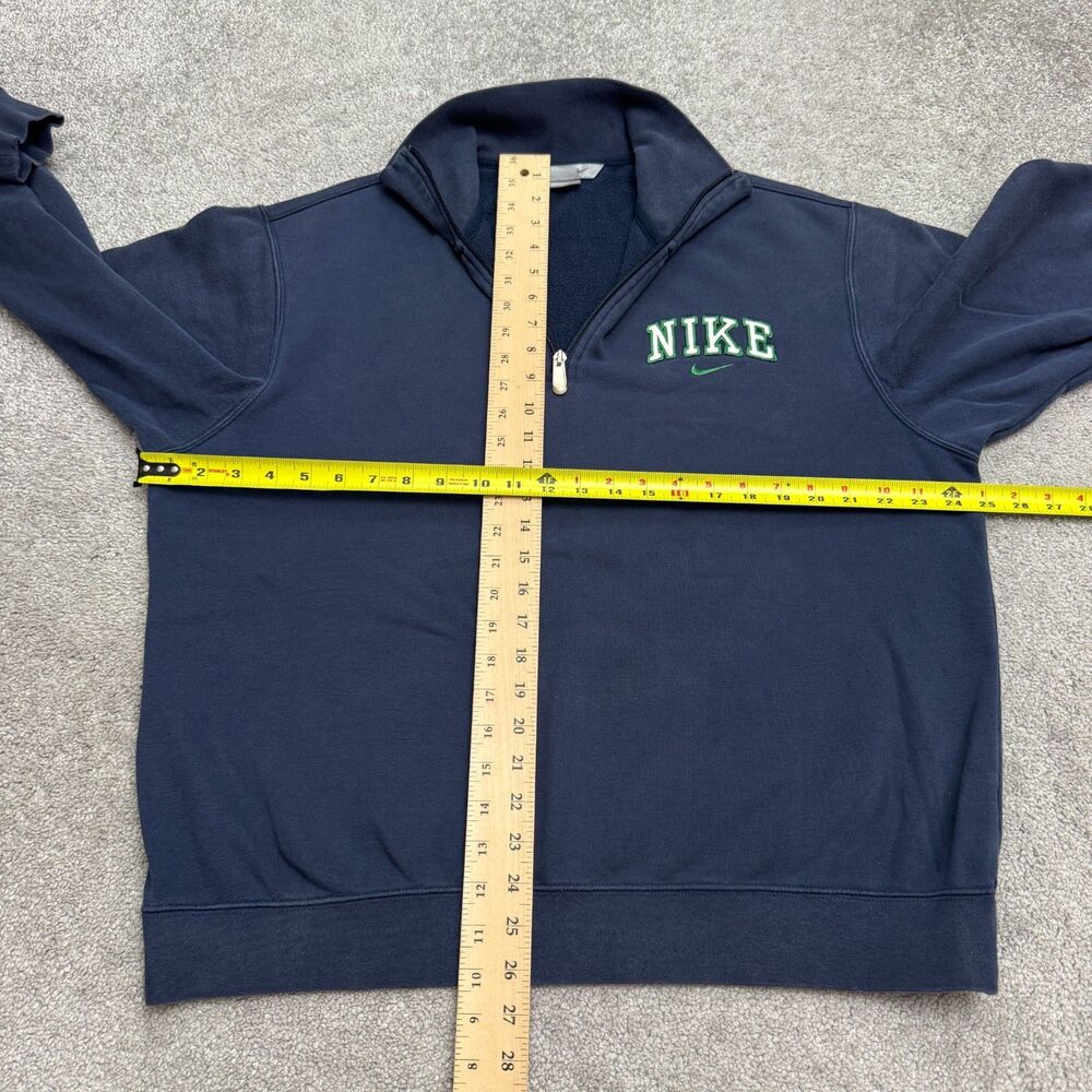 Vintage Y2K Nike Spellout Quarter Zip Pullover Sweatshirt Mens Large Navy Blue - Picture 9 of 13